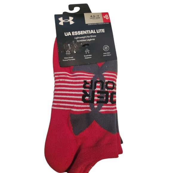 New 6 Pairs Under Armour Youth Large Socks - Picture 1 of 4
